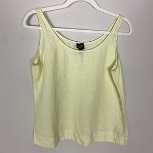 Eileen Fisher Linen Tank Top Yellow Womens Petite Medium PM Boxy Minimalist